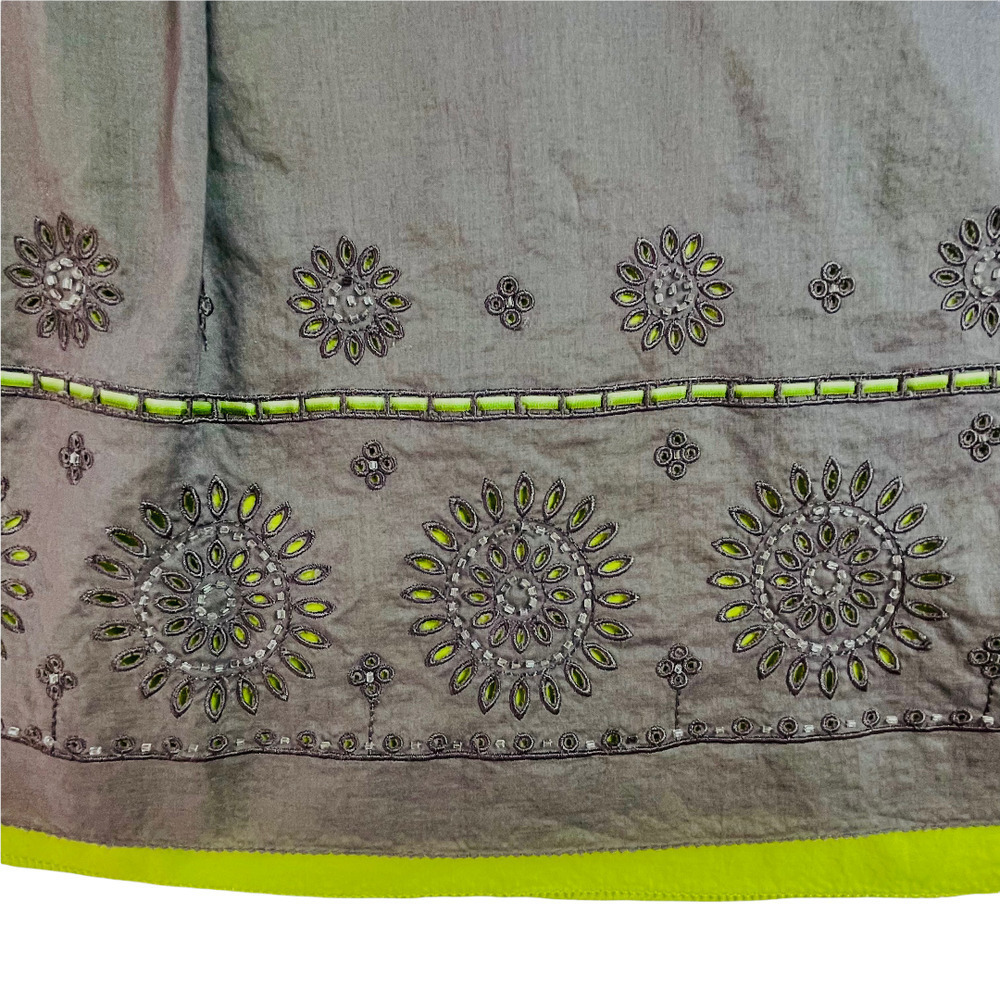 🍀 Sigrid Olsen Size 6 Purple Taupe A-line Skirt with Beaded Hem - Picture 6 of 8